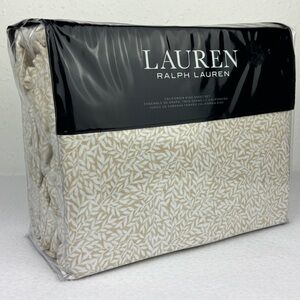 Ralph Lauren CALIFORNIA KING Spencer Leaf Sateen Sheet Set 100% Cotton CLA Tan